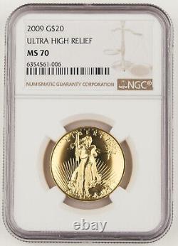 US 2009 $20 Ultra High Relief DOUBLE EAGLE 1 Oz 9999 GOLD Coin NGC MS70 UHR