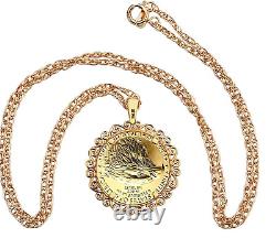 US 2023 1/10 oz Gold American Eagle Gem BU Uncirculated Coin Necklace NEW