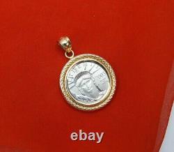 Vintage 1/10 oz. 9995 Platinum American eagle BU Coin Solid 14K Gold Bazel