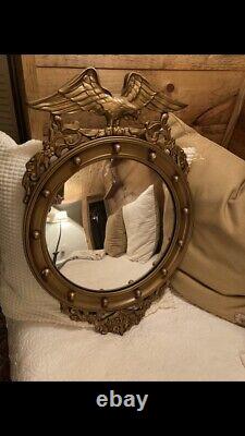 Vintage Federal Gold Wooden American Eagle Convex Mirror