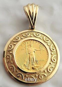 Without Stone 1998 American Eagle Bezel Coin Pendant 14k Yellow Gold Finish