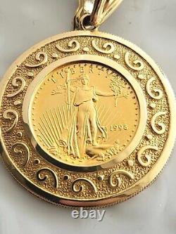 Without Stone 1998 American Eagle Bezel Coin Pendant 14k Yellow Gold Finish