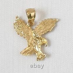 Without Stone American Eagle 20 mm Coin Pendant 14k Yellow Gold Finish