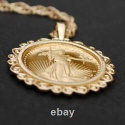 Without Stone American Eagle Pendant With Free Chain In 14K Yellow Gold Plated