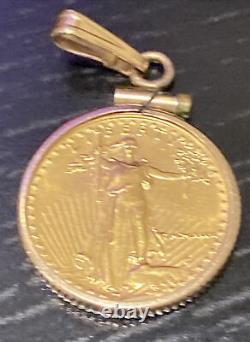 1/10 Oz American Eagle Gold Coin Pendentif Collier Préproprié
