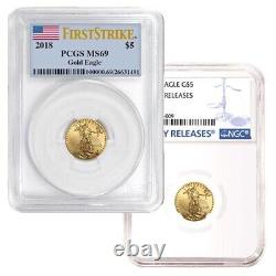 1/10 Oz American Gold Eagle Coin Ms69 (année De Rando, Étiquette, Pcgs Ou Ngc)