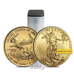 1/10 Oz D'or American Eagle $ 5 Coin Bu (random Année)