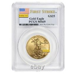 1/2 Oz 25 $ Gold American Eagle Pcgs Ms 69 (année De Rando)