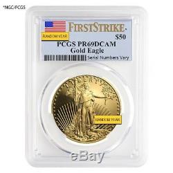 1 Oz 50 $ Preuve D'or American Eagle Ngc / Pcgs Pf 69 (random Année)