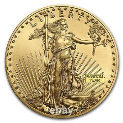 1 Oz American Gold Eagle 50 $ Pièce Bu Année Aléatoire Monnaie Américaine Lot De 10