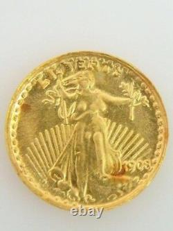 100% Solid 24k Gold Miniature $20 Gold Piece/coa