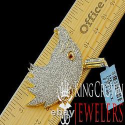 10k Or Jaune Silver Lab Diamond American Eagle Bird Pendentif Hommes Pave Charm