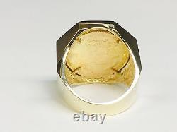 14k Gold Homme 27 MM Roin Ring Avec Un 22 K 1/4 Oz American Eagle Coin