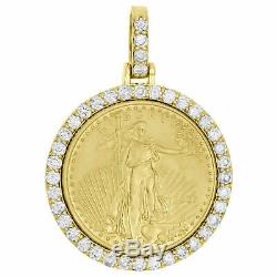 14k Or Jaune Plus De American Eagle Liberté Coin Diamant Pendentif De Montage
