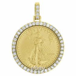 14k Or Jaune Sur American Eagle Liberty Coin Pendentif De Montage Diamant 1.06ct