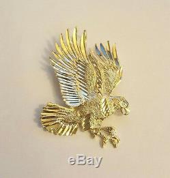 14k Solid Real Flying Eagle Or Jaune Cut Américain Charm Pendentif