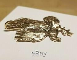 14k Solid Real Flying Eagle Or Jaune Cut Américain Charm Pendentif