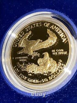 1986-w Preuve 1 Oz American Gold Eagle 50 $ Pièce Proof Gem Zero Flaws Dcameo Avec Coa