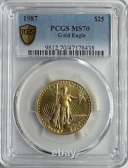 1987 $25 Or 1/2 oz American Eagle en or PCGS MS70 Faible Population