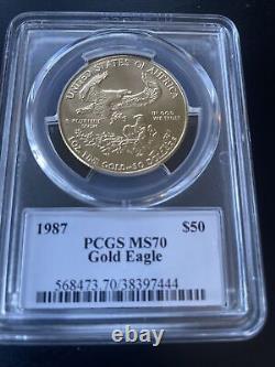 1987 50 $ Ms70 Gold American Eagle Ms70 Pcgs John M. Mercanti Signé