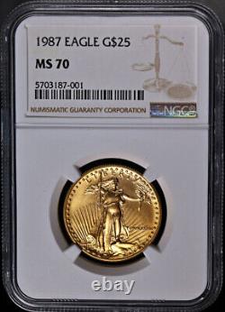 1987 Aigle d'or américain 25 $ NGC MS70 Date rare