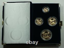 1988 American Eagle Gold Proof 4 Coin Set Age En Boîte Avec Les Chiffres Romains Coa