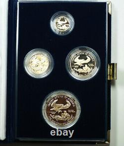 1988 American Eagle Gold Proof 4 Coin Set Age En Boîte Avec Les Chiffres Romains Coa