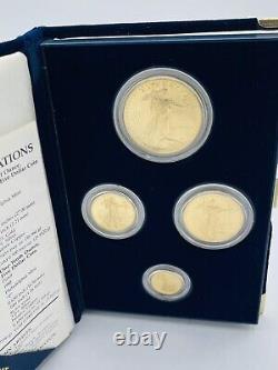 1988 Ensemble de 4 pièces de collection en or American Eagle, épreuve d'août Saint-Gaudens avec COA