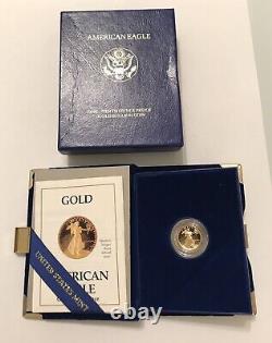 1988 P American Gold Eagle 1/10 Oz 5$ Superbe Gem Cameo Proof Coa & Ogp
