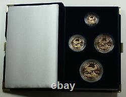 1989 American Eagle Gold Proof 4 Coin Set Age In Box Avec Coa