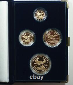 1989 American Eagle Gold Proof 4 Coin Set Age In Box Avec Coa
