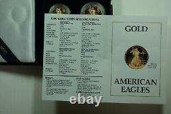 1990 American Eagle Gold Proof 4 Coin Set Age In Box With Coa Roman Numerals