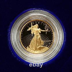 1990-p 5 $ 1/10 Oz Proof Gold American Eagle Dans L'emballage Original De La Menthe #09755