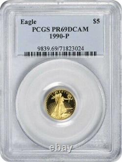1990-p $5 American Gold Eagle Pr69dcam Pcgs