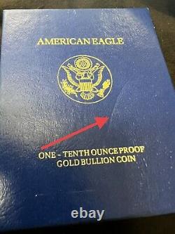 1990-p American Gold Eagle Proof (1/10 Oz) 5 $ En Ogp