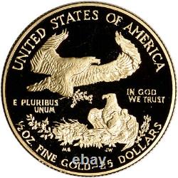 1990-p American Gold Eagle Proof 1/2 Oz $25 Pièce En Capsule