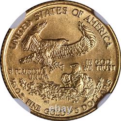1991 Aigle américain en or 5 $ NGC MS69 Étiquette brune STOCK