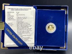 1991-P 1/10 Once American Gold Eagle Proof Coin Boîte et COA