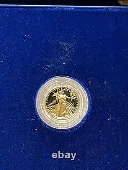 1991-P 1/10 Once American Gold Eagle Proof Coin Boîte et COA