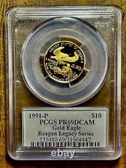 1991 P Proof 10 $ Gold Eagle Pcgs Reagan Pr69 Gaudens Design # Aks Stock # Nkh