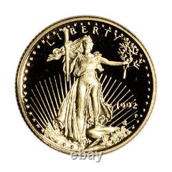1992-p American Gold Eagle Proof (1/10 Oz) 5 $ En Ogp