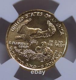 1993 $5 American Eagle 1/10 Oz Pièce D'or Ngc Ms 69