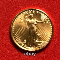 1993 American Gold Eagle 1/10 Oz Brillant Uncirculé Authentique $5 Gold Coin