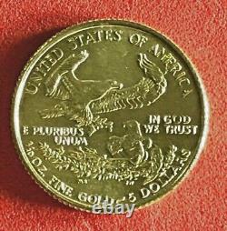 1993 American Gold Eagle 1/10 Oz Brillant Uncirculé Authentique $5 Gold Coin