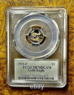 1993 P Proof $5 Gold Eagle Mercanti Pcgs Pr70 Pop 14 Gaudens Liberty- Article # Hgs