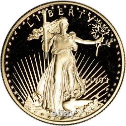 1993-p American Gold Eagle Proof 1/2 Oz 25 $ En Ogp