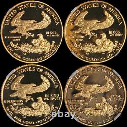 1995 Gold American Eagle 4 Pièces De Preuve Ngc Pf70 Ultra Cameo Brown Label Stock