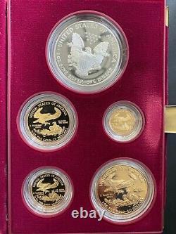 1995 W 10th Anniversary Set 5pc American Gold Eagle Set Et Silver Eagle Ogp