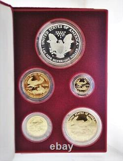 1995 W Or American Eagle 10 Annvsry Set 5 Gem-proof Coins - $ 12k Avril Avec Coa