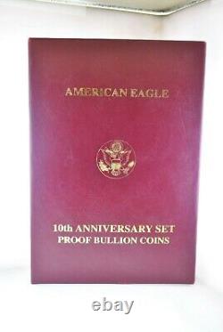 1995 W Or American Eagle 10 Annvsry Set 5 Gem-proof Coins - $ 12k Avril Avec Coa